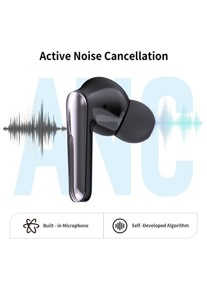 G-Tab X14 TWS Bluetooth 5.4 Earbuds with ANC & ENC, Wireless Stereo Earphones, Touch Control, 10mm Driver, Clear Call Mic, Type-C Charging, Black - Image 4